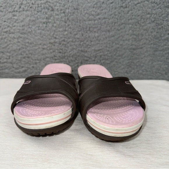 Crocs Shoes Womens 7 Brown Pink Open Toe Slip On Sandals - Picture 6 of 8